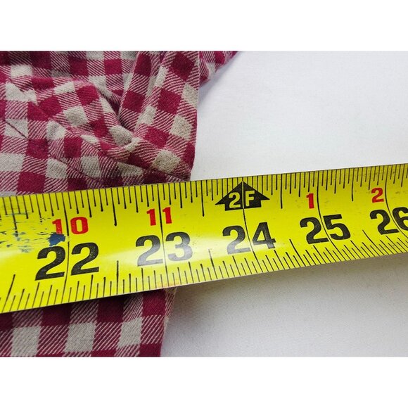 Banana Republic Slim Fit Luxe Flannel Size Large Mens Burgundy Gray Check Shirt - Picture 2 of 9